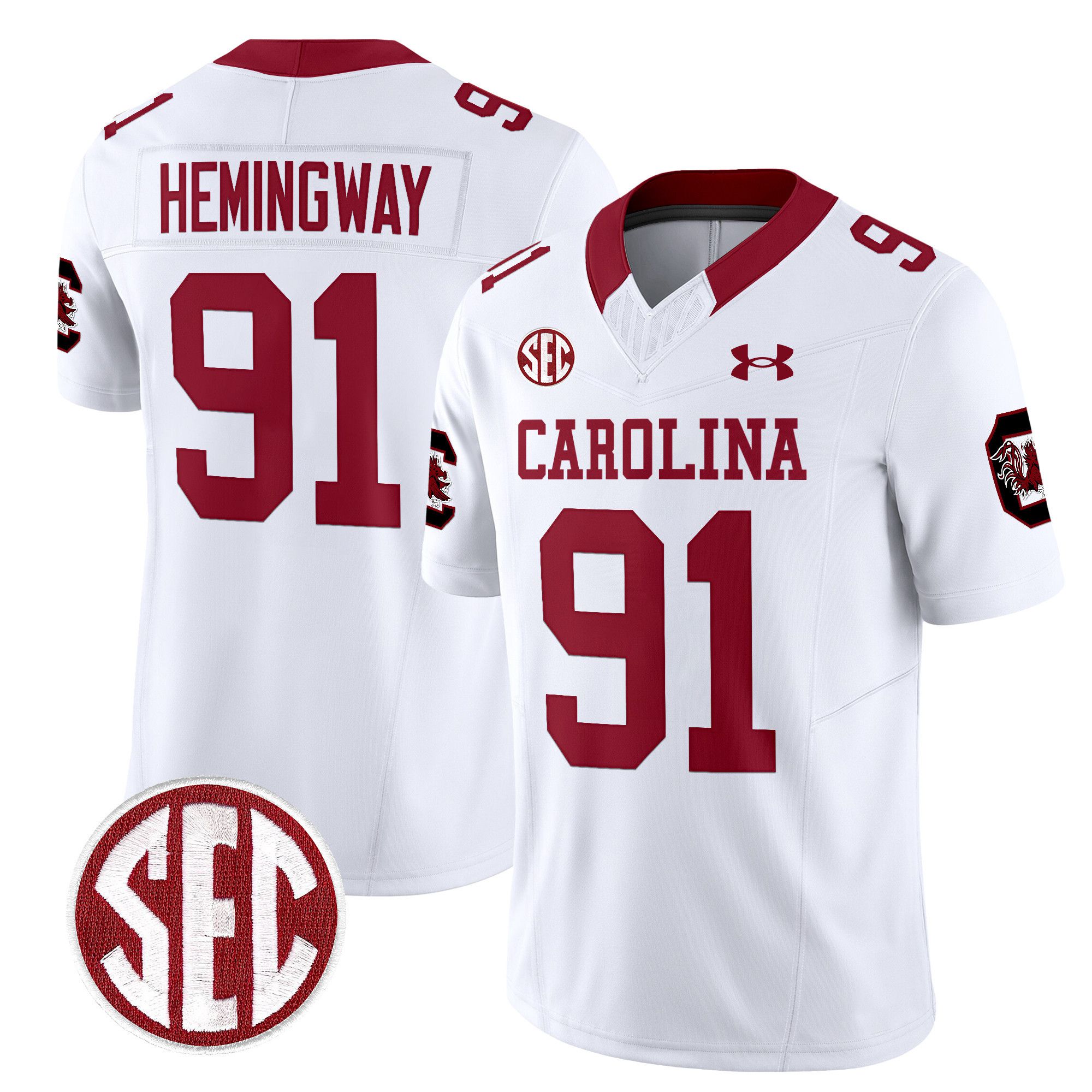 Men South Carolina Gamecocks #91 Hemingway White 1980 Throwback Vapor Limited 2024 NCAA Jersey